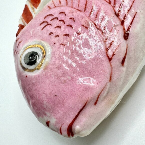 Antique Chinese Hand-Painted Fish Shaped Ceramic Dish Qing Dynasty wear on fins - Picture 10 of 12